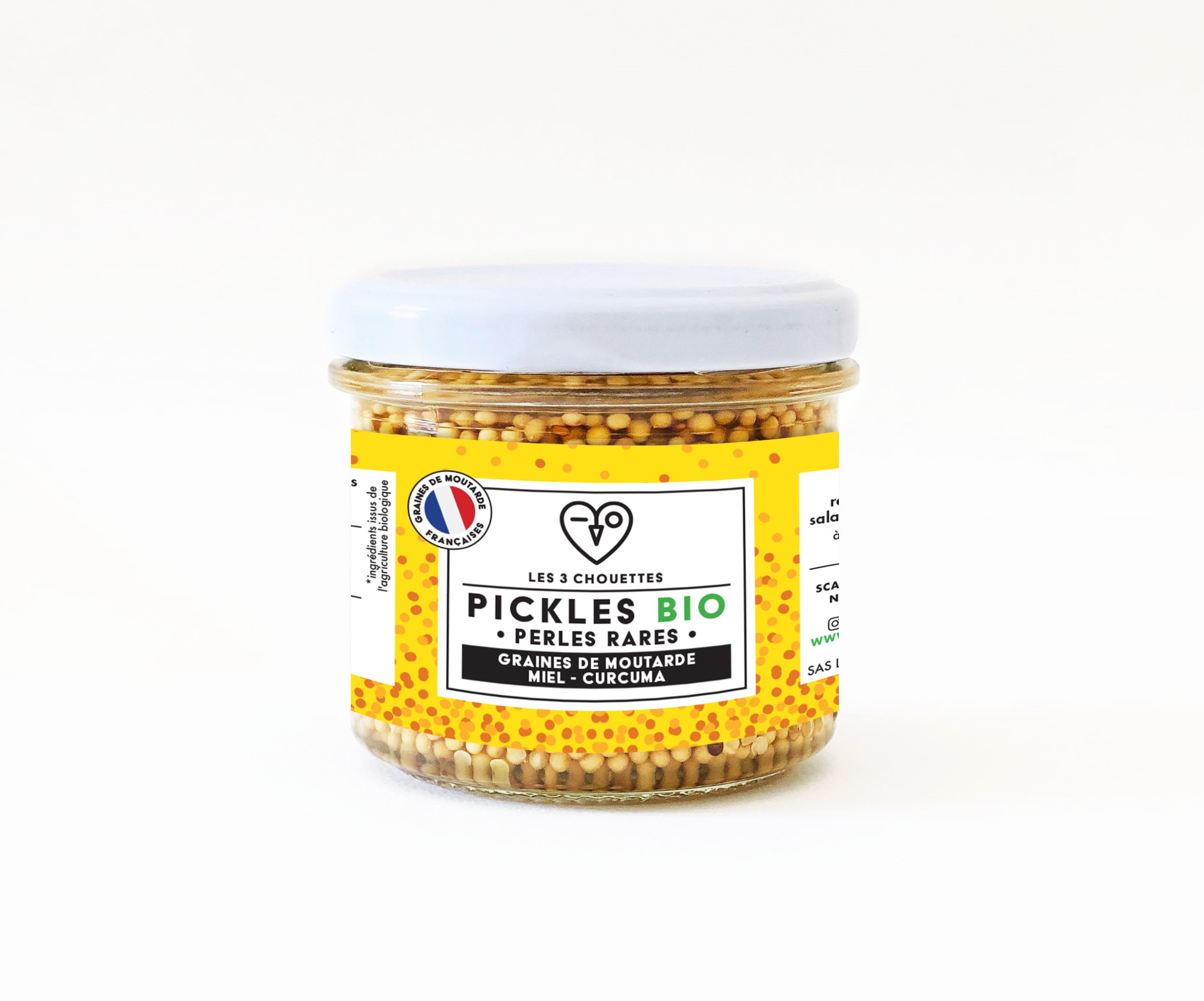 packshot picklesgrainesdemoutarde miel LES3CHOUETTES - Les 3 chouettes réinventent la moutarde