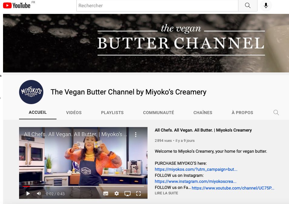 Capture decran 2021 11 29 a 12.34.18 - Une chaîne Youtube pour promouvoir le beurre végétalien