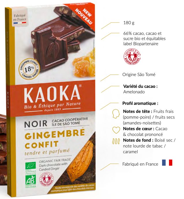 Du chocolat noir bio au gingembre confit - La veille des innovations  alimentaires