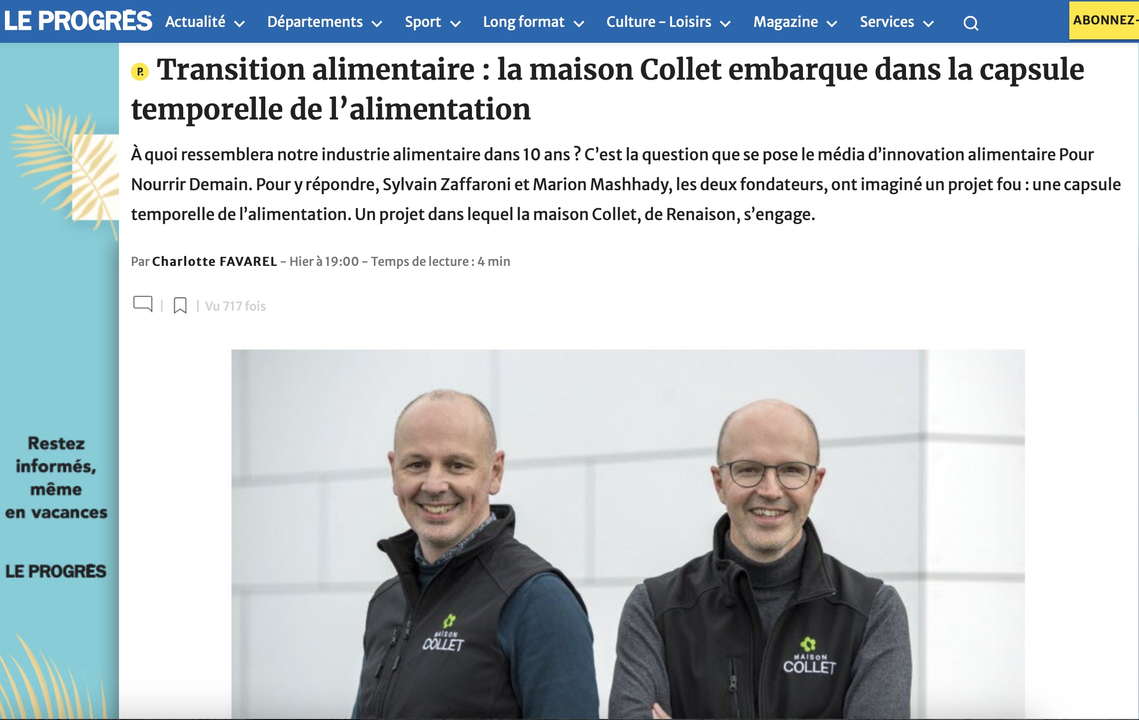 (Dans les médias) Transition alimentaire : la maison Collet embarque ...